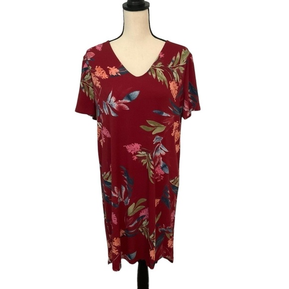 Christian Siriano Red Floral Dress Size Large - Picture 1 of 12